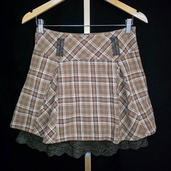 Goelia Plaid Pleated Lace Mini Skirt S - Picture 8 of 11